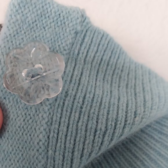 Tapemeasure Vintage Blue Pointelle Knit Angora Blend Button Up Cardigan NWOT - Picture 4 of 12